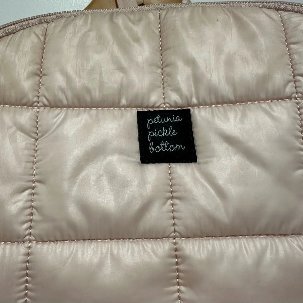 Petunia Pickle Botton Diaper Bag‎ Backpack Blush Pink Quilted Satin Fabric
